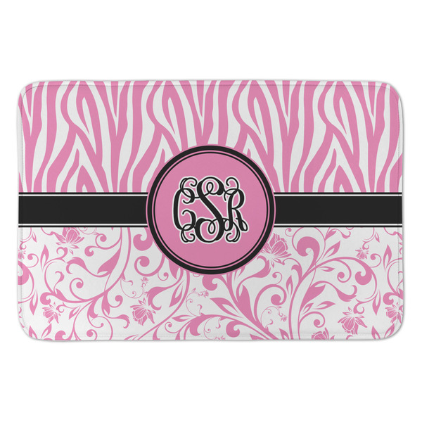 Custom Zebra & Floral Anti-Fatigue Kitchen Mat (Personalized)