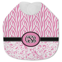 Zebra & Floral Jersey Knit Baby Bib w/ Monogram