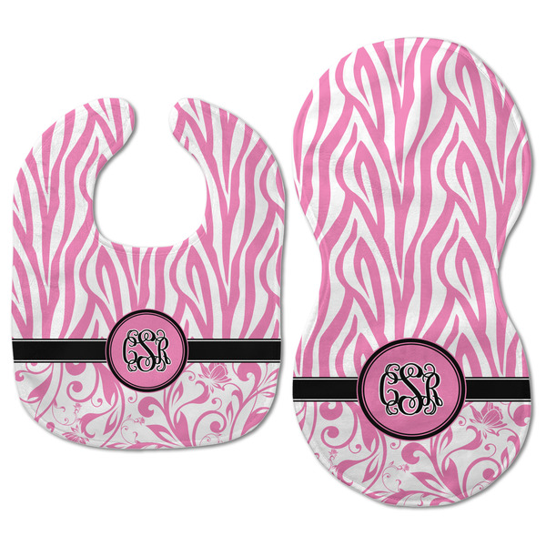 Zebra & Floral Baby Bib & Burp Set - Approval (new bib & burp)