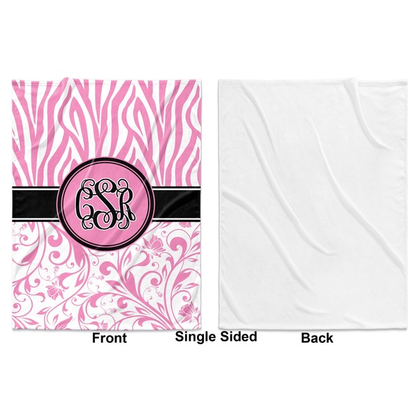 Zebra & Floral Baby Blanket (Single Side - Printed Front, White Back)