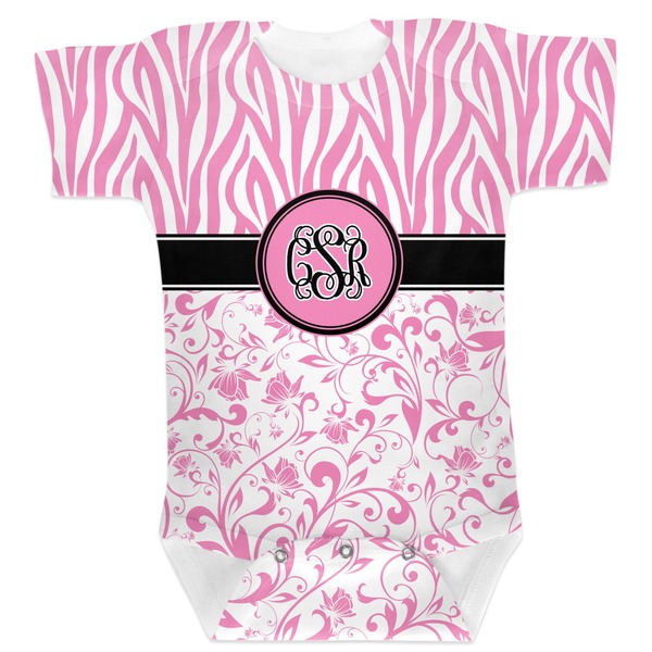 Custom Zebra & Floral Baby Bodysuit 3-6 (Personalized)