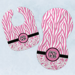 Zebra & Floral Baby Bib & Burp Set w/ Monogram
