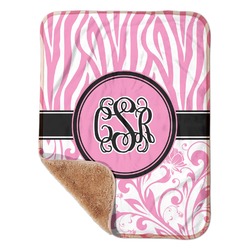 Zebra & Floral Sherpa Baby Blanket - 30" x 40" w/ Monograms