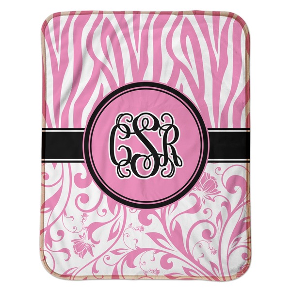 Zebra & Floral Baby Sherpa Blanket - Flat