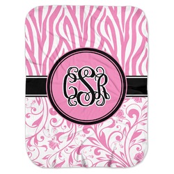 Zebra & Floral Baby Swaddling Blanket (Personalized)