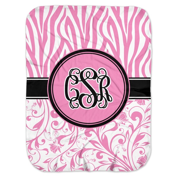 Custom Zebra & Floral Baby Swaddling Blanket (Personalized)