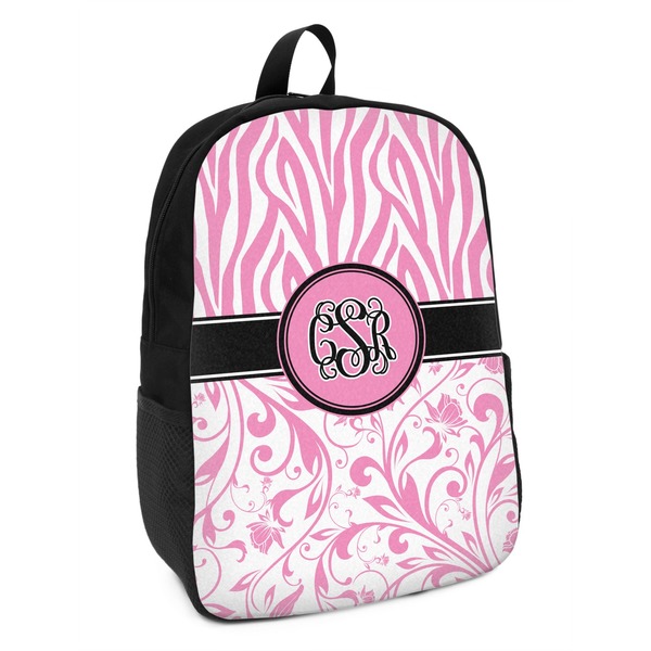 Custom Zebra & Floral Kids Backpack (Personalized)