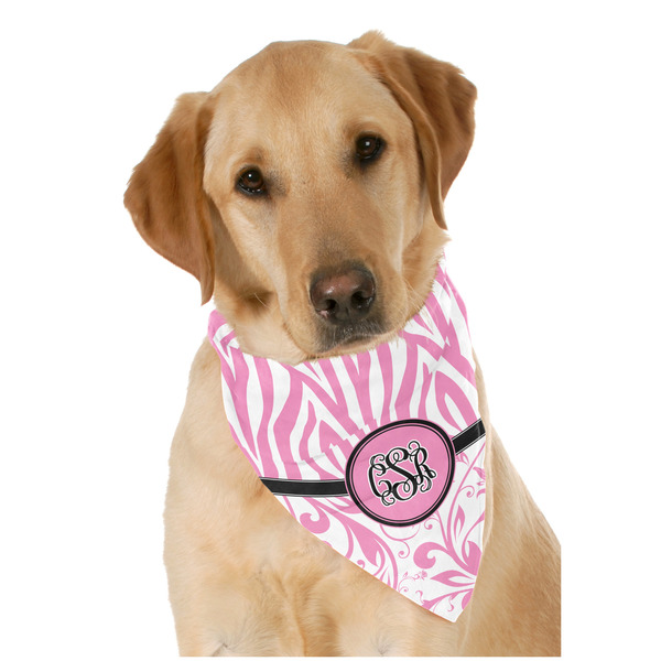 Custom Zebra & Floral Dog Bandana Scarf w/ Monogram