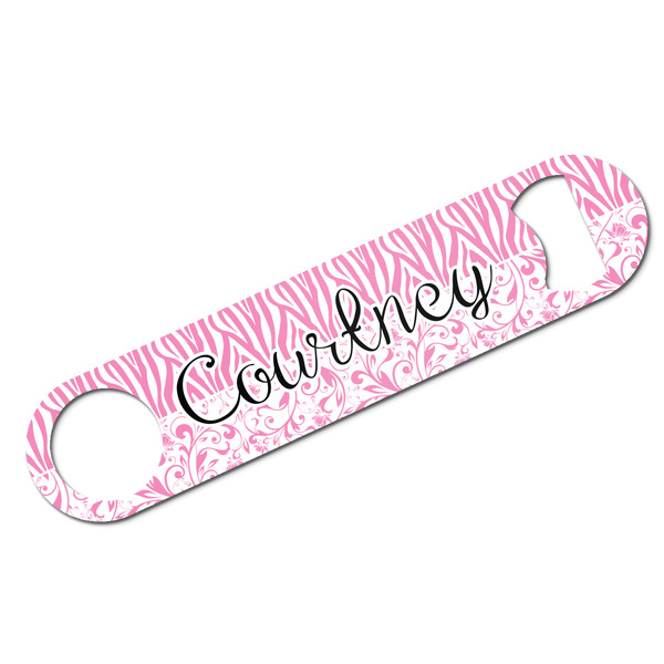 Custom Zebra & Floral Bar Bottle Opener w/ Monogram