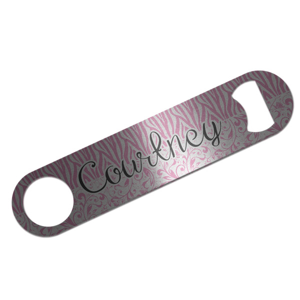 Zebra & Floral Bar Opener - Silver - Front