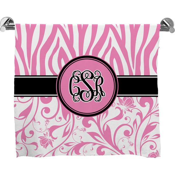 Custom Zebra & Floral Bath Towel (Personalized)