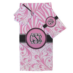 Zebra & Floral Bath Towel Set - 3 Pcs (Personalized)