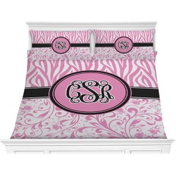 Zebra & Floral Comforter Set - King (Personalized)