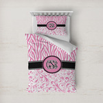 Zebra & Floral Duvet Cover Set - Twin (Personalized)