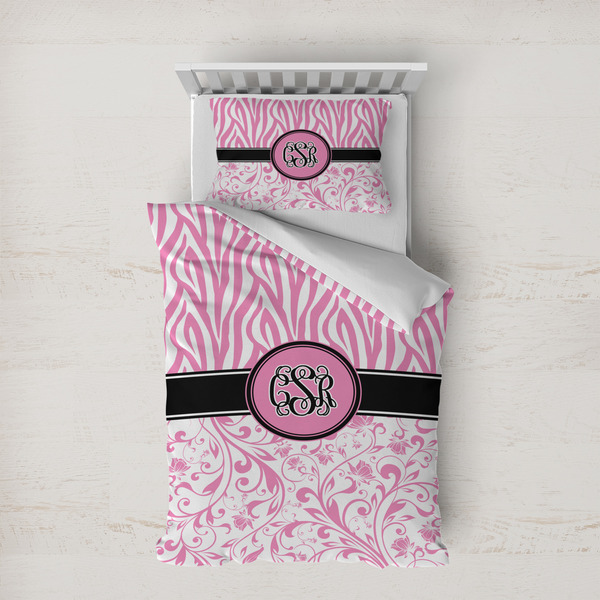 Custom Zebra & Floral Duvet Cover Set - Twin XL (Personalized)