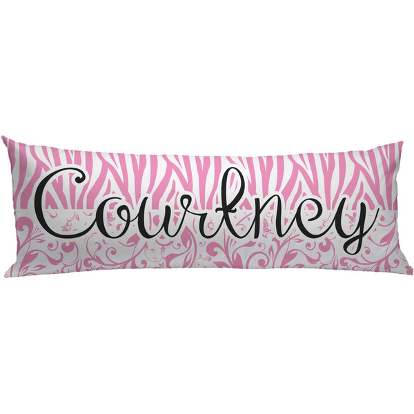 Custom Zebra & Floral Body Pillow Case (Personalized)