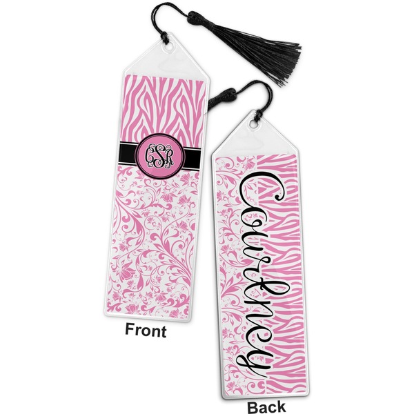 Zebra & Floral Bookmark with tassel - Front and Back
