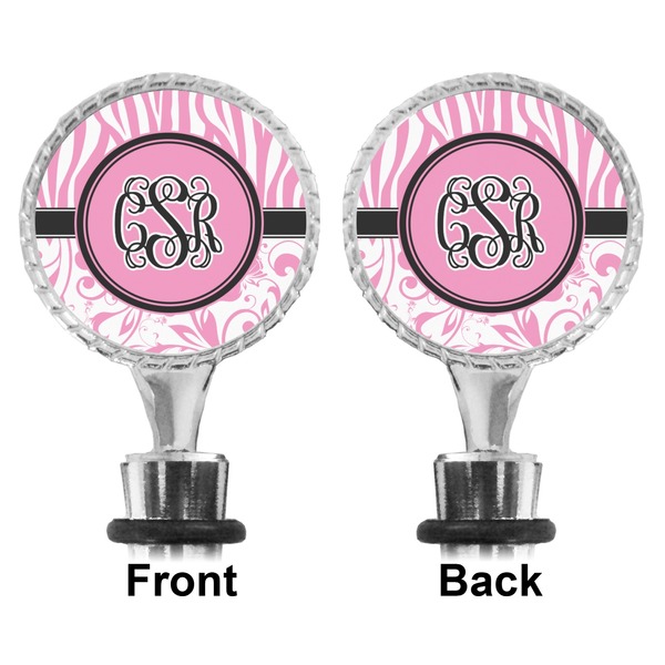 Zebra & Floral Bottle Stopper - Front and Back