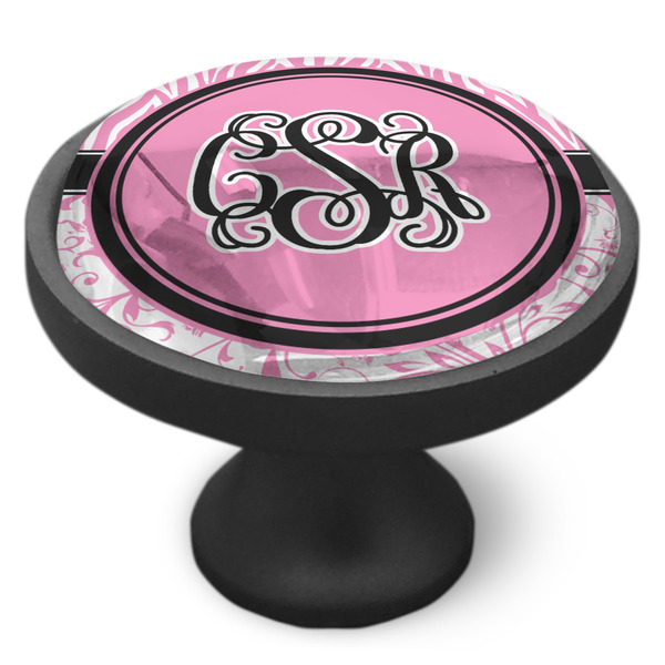 Zebra & Floral Cabinet Knob - Black - Side