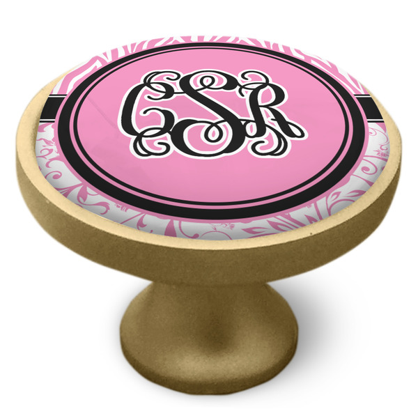 Zebra & Floral Cabinet Knob - Gold - Side