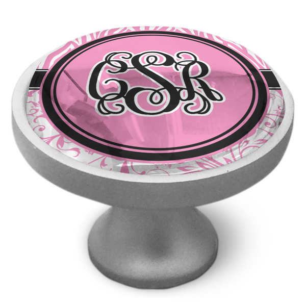 Zebra & Floral Cabinet Knob - Nickel - Side