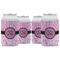 Zebra & Floral Can Cooler (12 oz) - Set of 4 w/ Monogram
