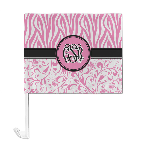 Zebra & Floral Car Flag - Large - FRONT