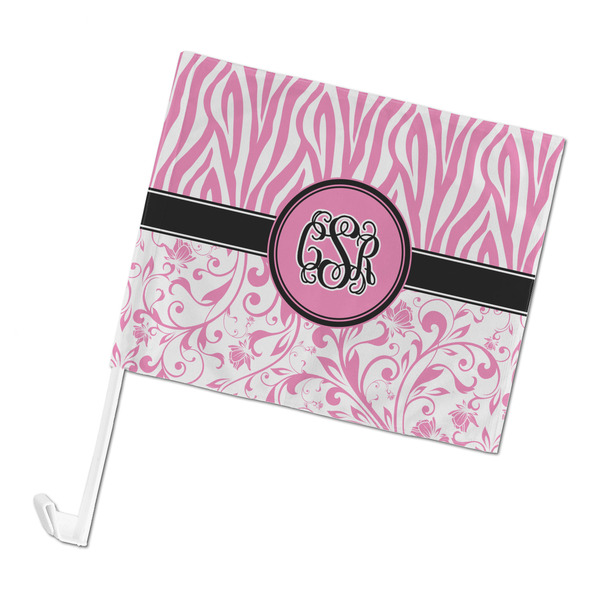 Custom Zebra & Floral Car Flag (Personalized)