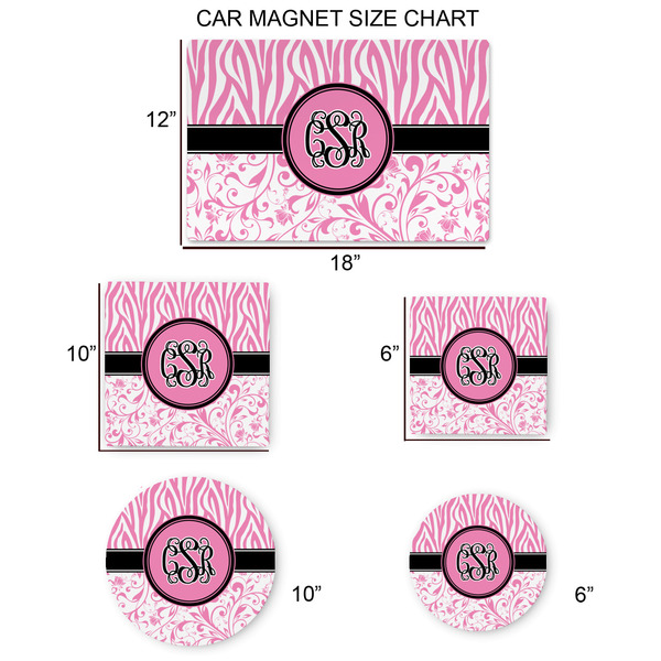 Zebra & Floral Car Magnets - SIZE CHART