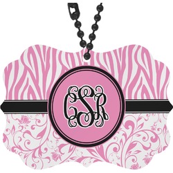 Zebra & Floral Rear View Mirror Decor (Personalized)