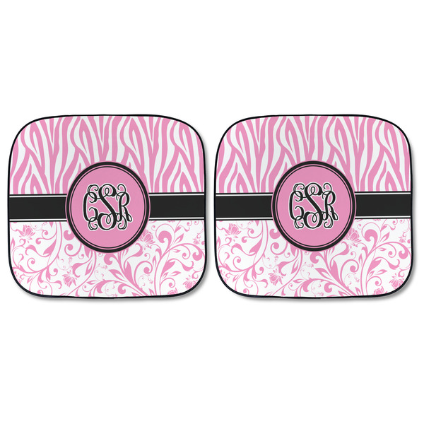 Zebra & Floral Car Sun Shades - FRONT
