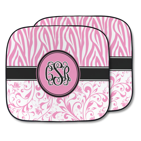 Custom Zebra & Floral Car Sun Shade - Two Piece (Personalized)