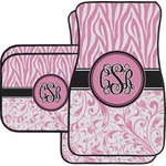 Zebra & Floral Car Floor Mats Set - 2 Front & 2 Back (Personalized)