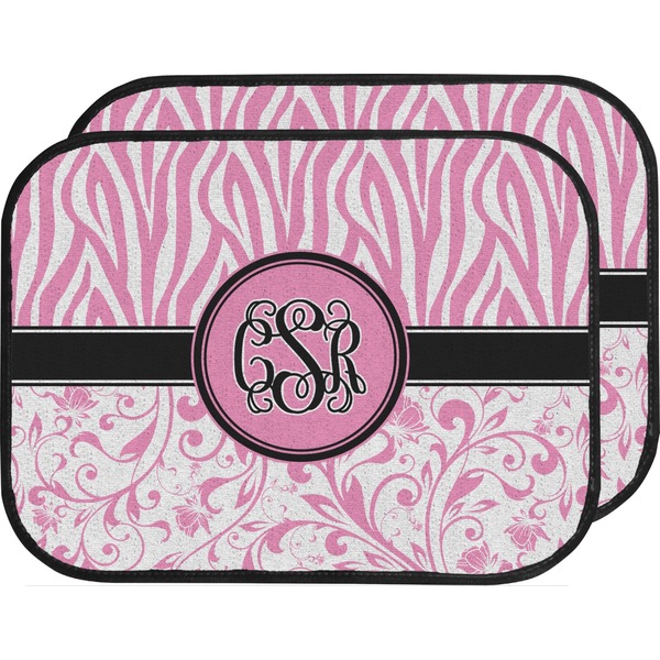 Zebra & Floral Custom Car Floor Mats Set (2Front & 2Back)