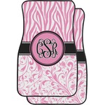 Zebra & Floral Car Floor Mats (Front Seat) (Personalized)
