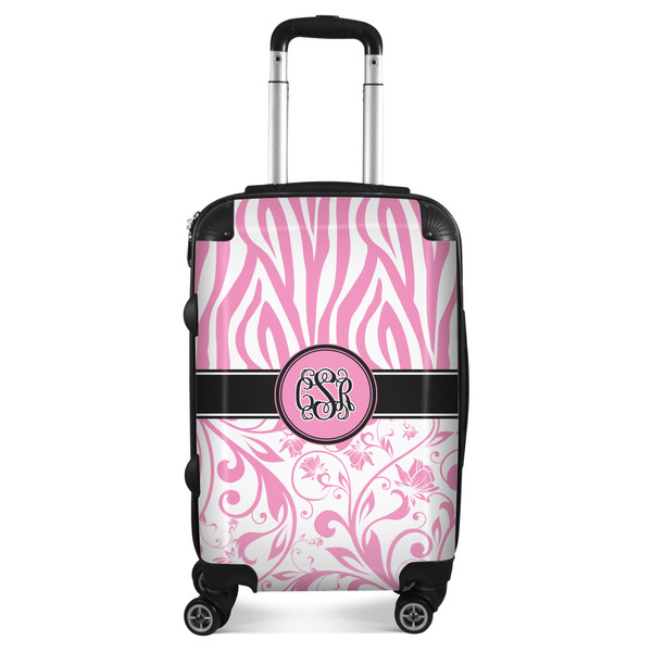 Custom Zebra & Floral Suitcase - 20" Carry On (Personalized)