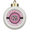 Zebra & Floral Ceramic Ball Ornament (Personalized)