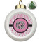Zebra & Floral Ceramic Ball Ornament - Christmas Tree (Personalized)