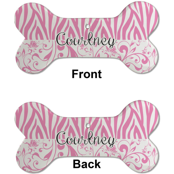 Zebra & Floral Ceramic Flat Ornament - Bone Front & Back (APPROVAL)
