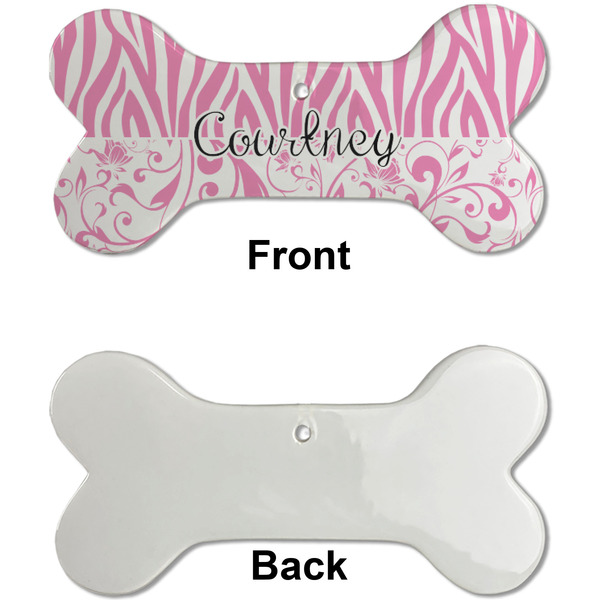 Zebra & Floral Ceramic Flat Ornament - Bone Front & Back Single Print (APPROVAL)