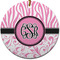 Zebra & Floral Round Ceramic Ornament w/ Monogram