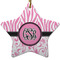 Zebra & Floral Ceramic Flat Ornament - Star (Front)