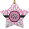 Zebra & Floral Star Ceramic Ornament w/ Monogram
