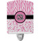 Zebra & Floral Ceramic Night Light w/ Monogram