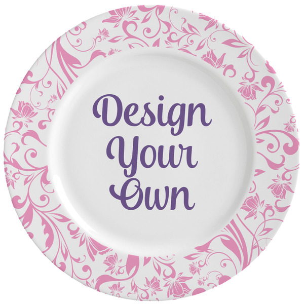Custom Zebra & Floral Ceramic Dinner Plates (Set of 4) (Personalized)