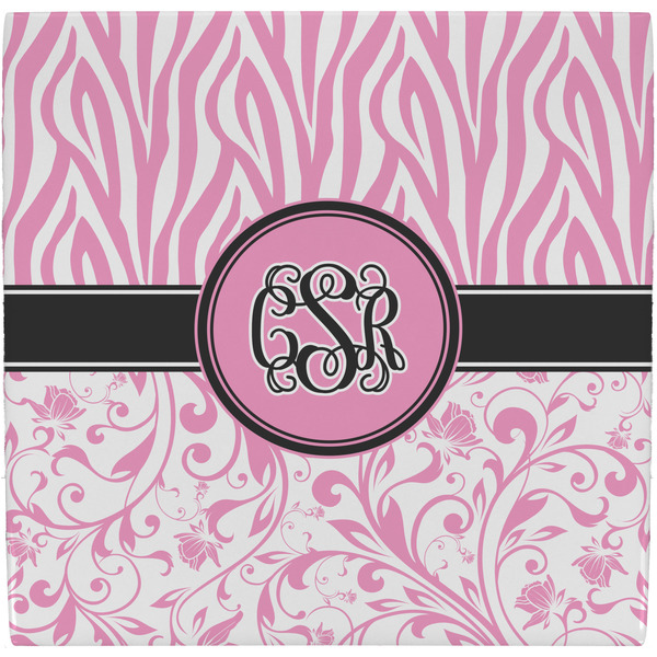 Custom Zebra & Floral Ceramic Tile Hot Pad (Personalized)