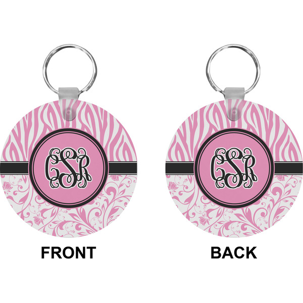 Zebra & Floral Circle Keychain (Front + Back)