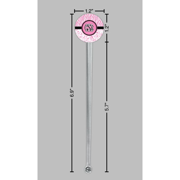 Zebra & Floral Clear Plastic 7" Stir Stick - Round - Dimensions