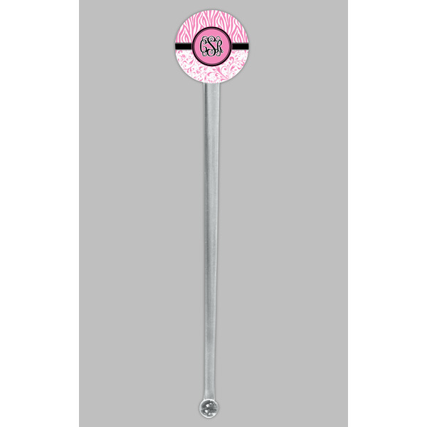 Zebra & Floral Clear Plastic 7" Stir Stick - Round - Single Stick