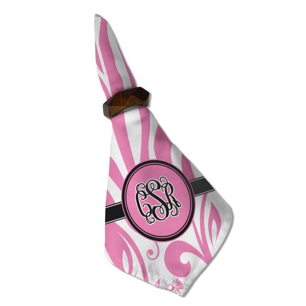 Zebra & Floral Cloth Napkins - Personalized Dinner (Folded in Ring) (MAIN)